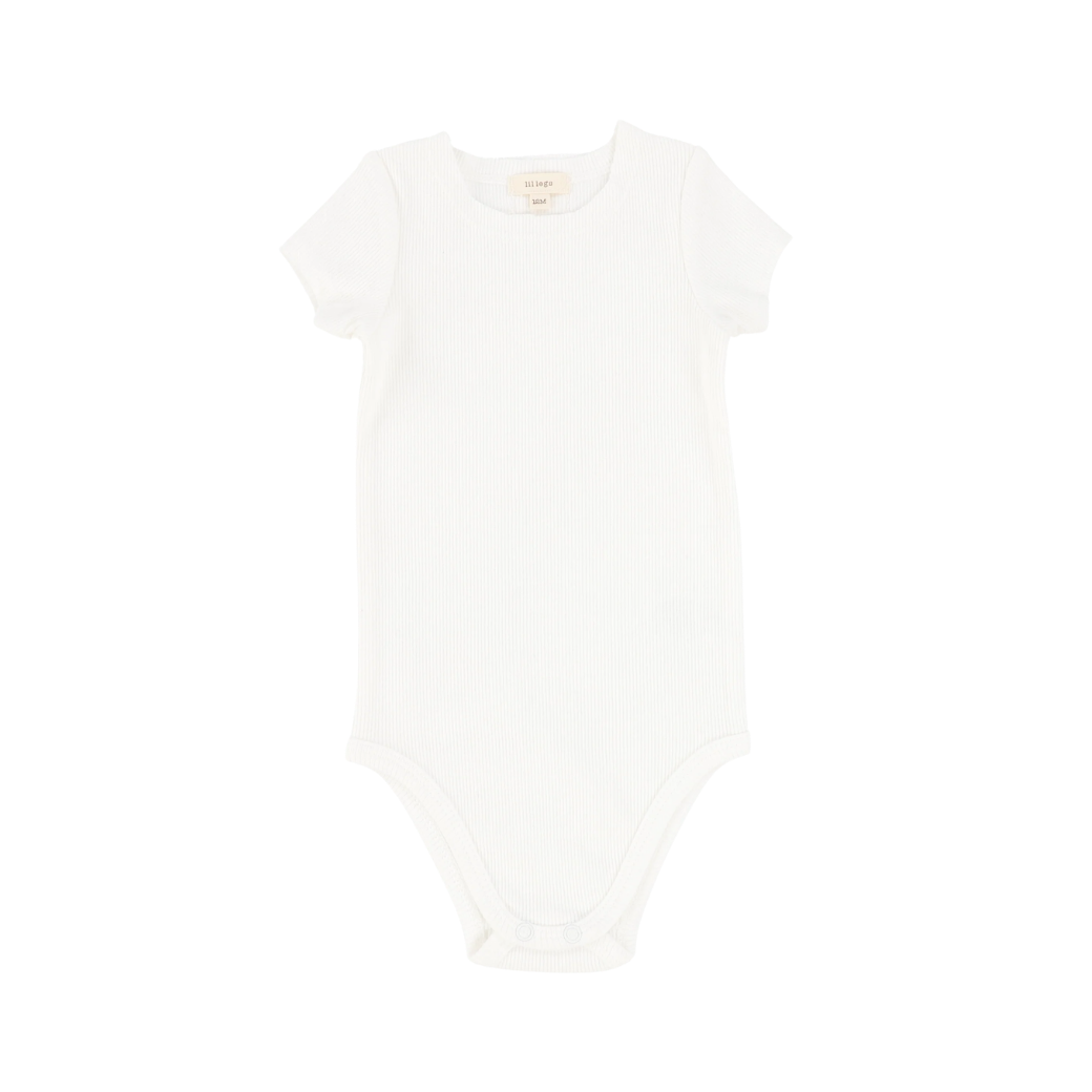 Basic Ribbed Short Sleeve Onesie - Winter White