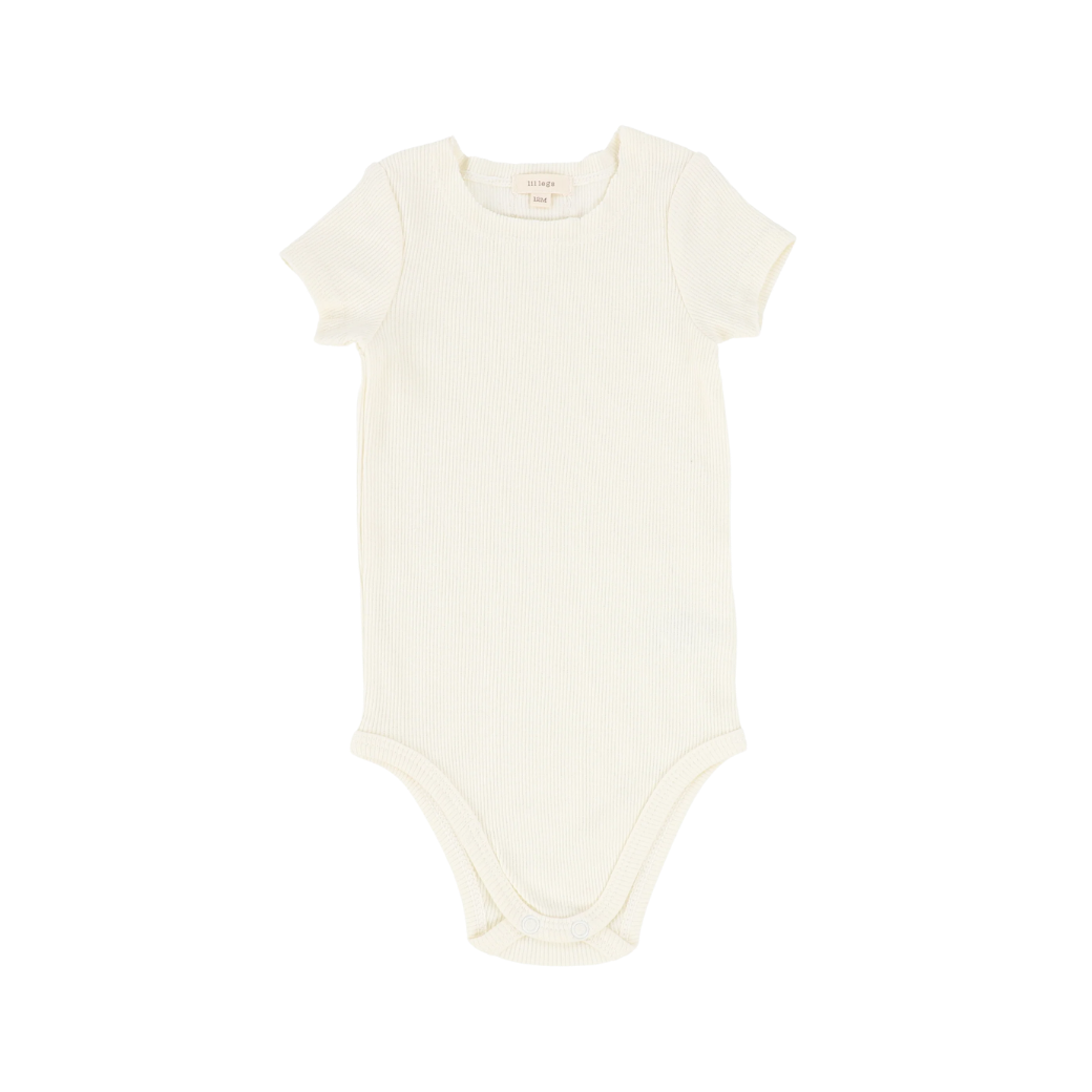Basic Ribbed Short Sleeve Onesie - Ivory