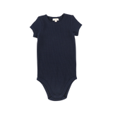 Basic Ribbed Short Sleeve Onesie -Navy
