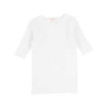 Basic Ribbed Three Quarter Sleeve Tee - White