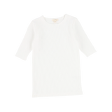 Basic Ribbed Three Quarter Sleeve Tee - Winter White