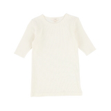 Basic Ribbed Three Quarter Sleeve Tee - Ivory