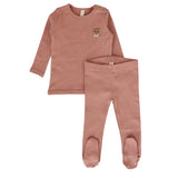 Bear Applique Lounge Set  - Deep Pink