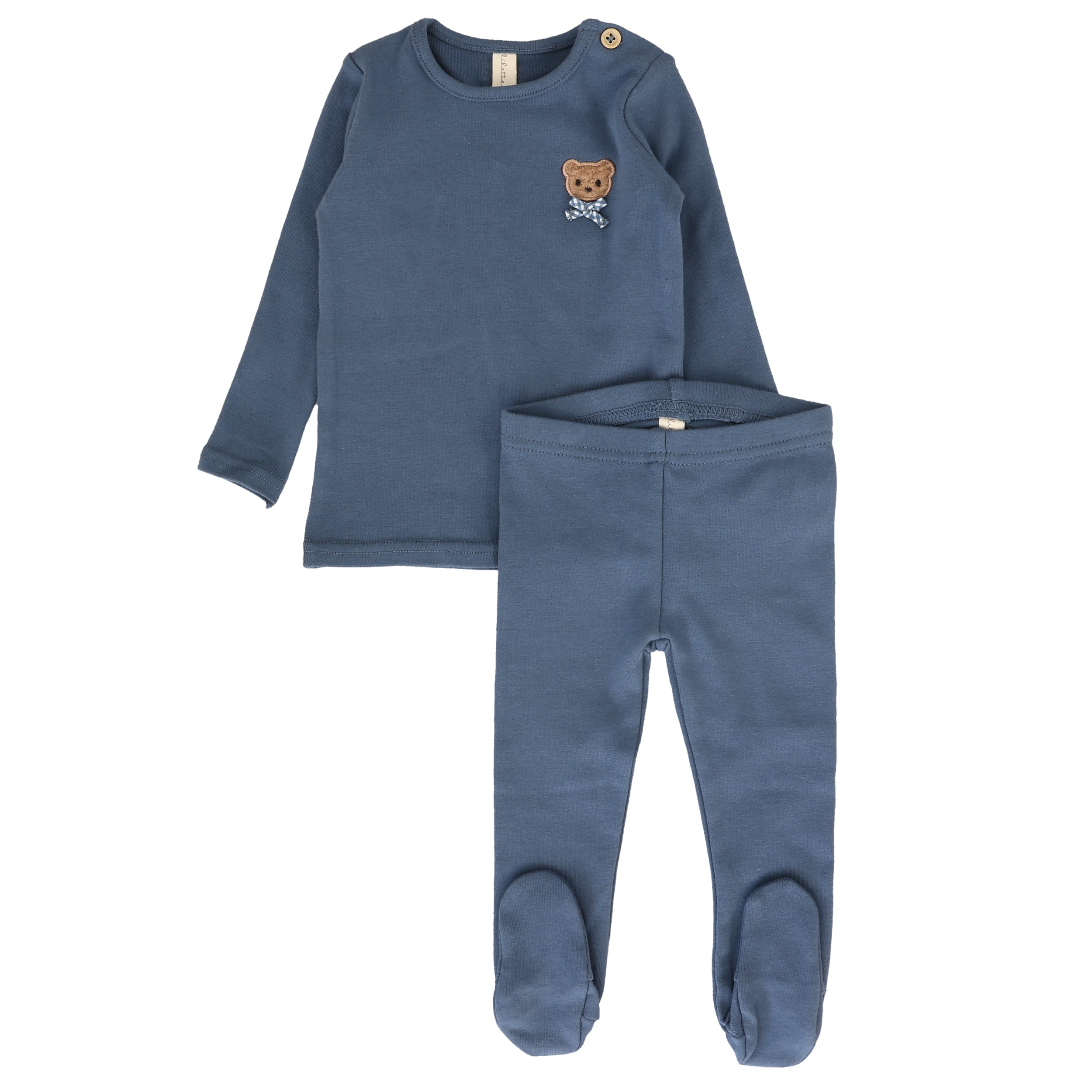 Bear Applique Lounge Set  - Slate