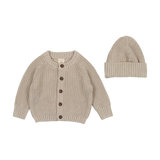 Chunky Knit Cardigan with Beanie