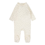 Cherry Print Footie - Cream/Blue
