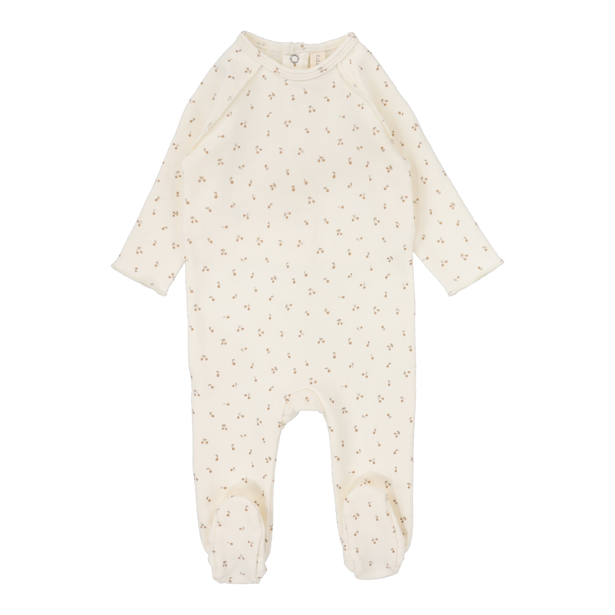 Cherry Print Footie-Cream/Pink