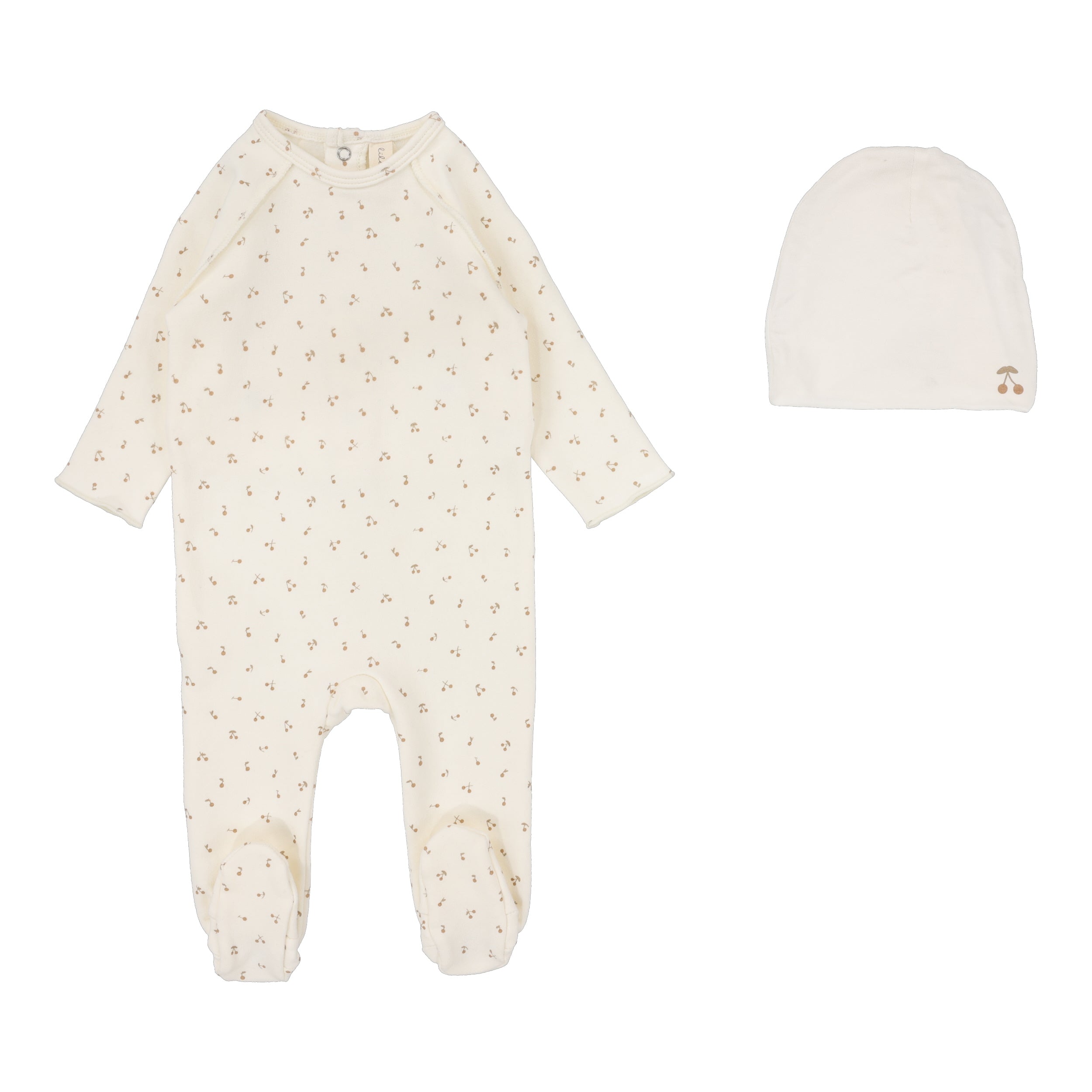 Cherry Print Footie Set - Cream/Pink
