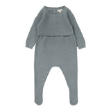 Knit Footie-Dusty Blue