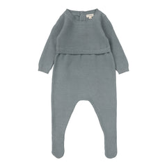 Knit Footie-Dusty Blue