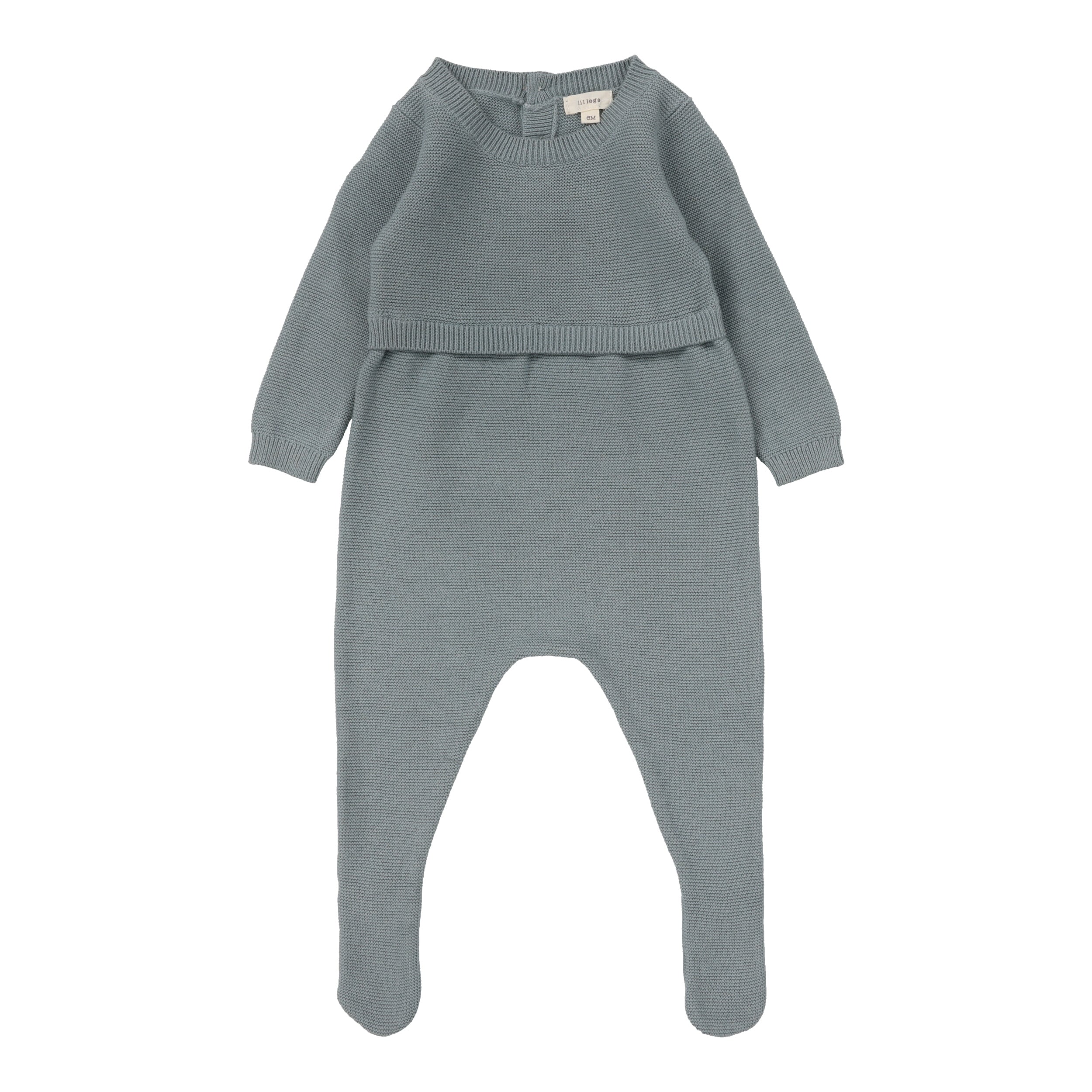 Knit Footie-Dusty Blue
