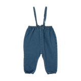 Denim Bow Suspender Romper - Blue Denim