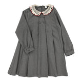 Crochet Collar Dress-Mid Grey