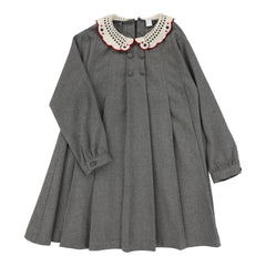 Crochet Collar Dress-Mid Grey