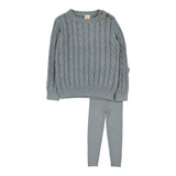 Cable Knit Set-Dusty Blue
