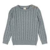 Cable Knit Sweater-Dusty Blue