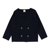 Double Breasted Knit Blazer-Navy