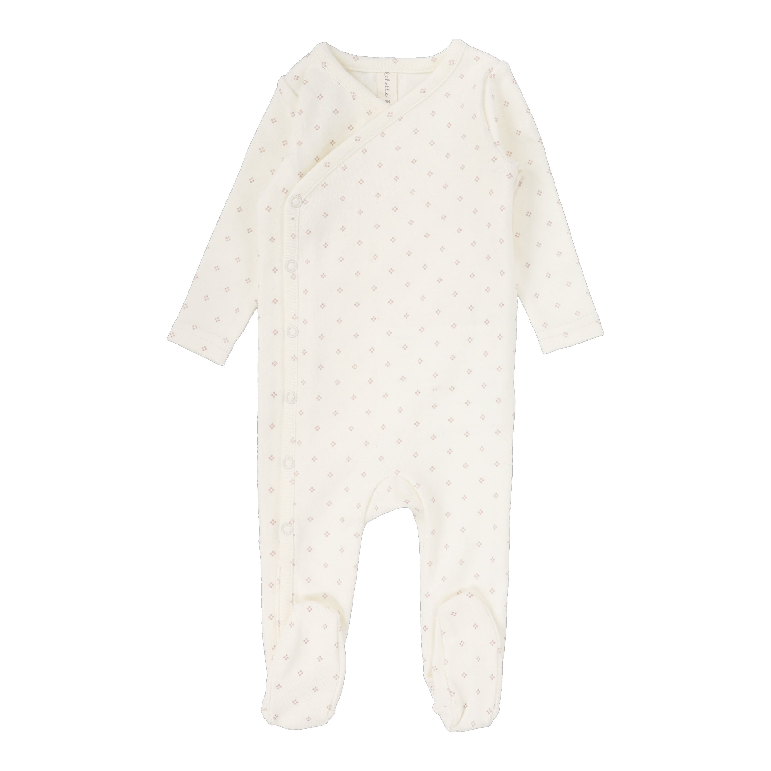 Diamond Dot Footie - Cream/Berry