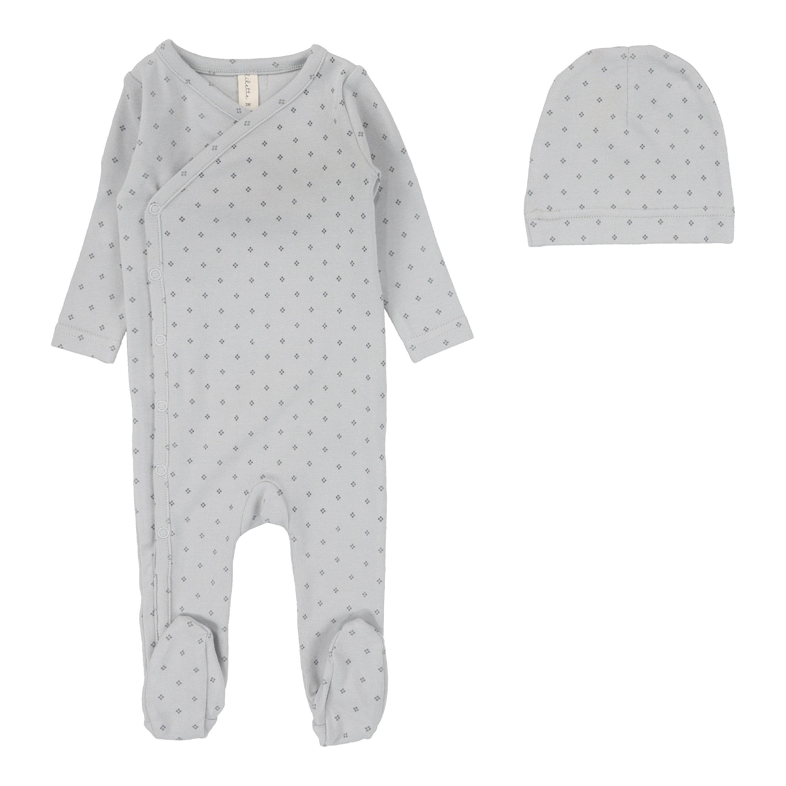Diamond Dot Footie Set - Pale Blue