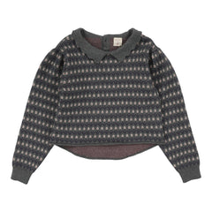 Floral Knit Sweater-Mid Grey Multi