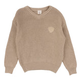 Knit V-Neck Sweater-Oat
