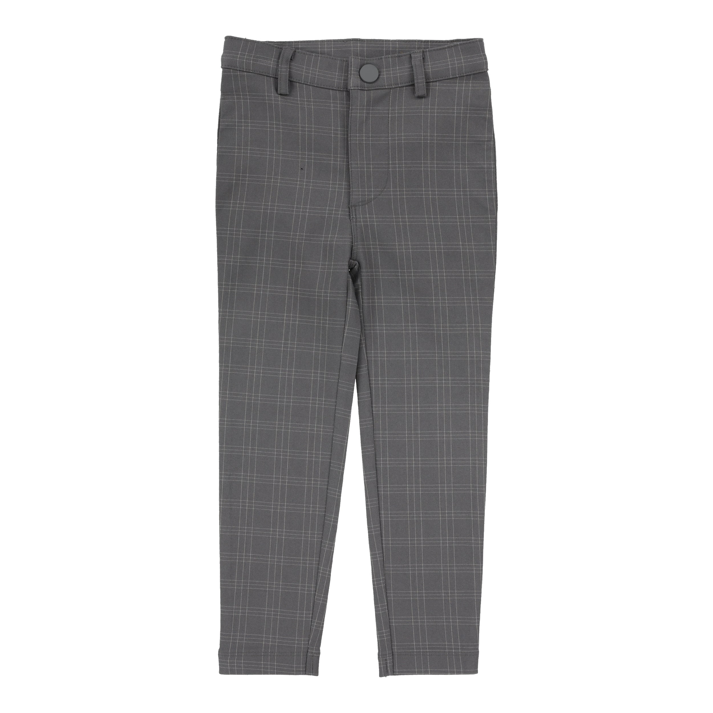 Plaid Pants-Mid Grey Windowpane