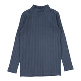 Double Rib Mockneck-Off Blue