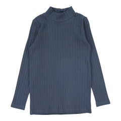 Double Rib Mockneck-Off Blue