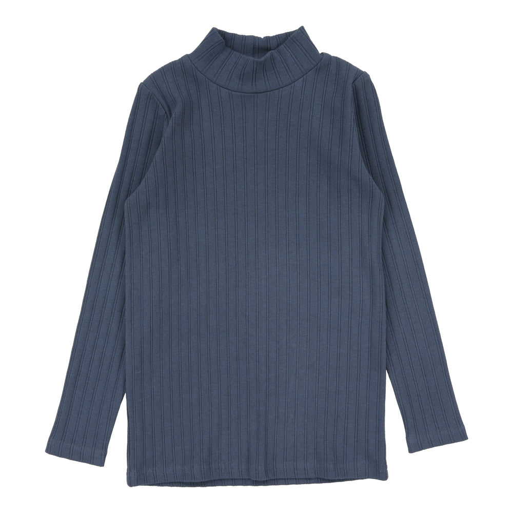 Double Rib Mockneck-Off Blue