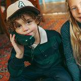 Fan Club Polo Sweatshirt-Varsity/Navy Green