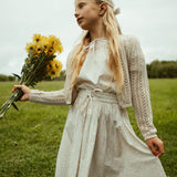 Girls Pointelle Cardigan-Wheat