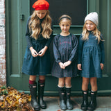 Denim Day Dress-Denim/Burgundy