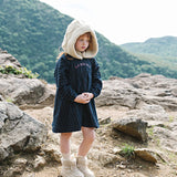Denim Day Dress-Denim/Burgundy