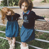 Pleated Denim Skirt-Blue Denim
