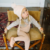 Knit Long Suspender Leggings-Dusty Pink