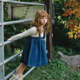 Denim Suspender Skirt-Blue Denim