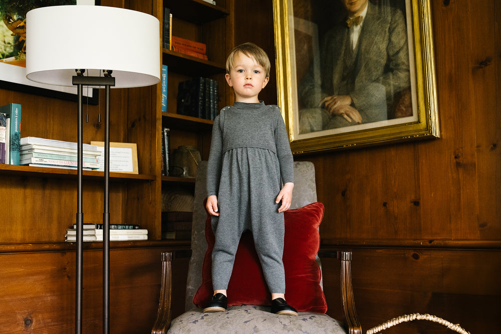 Knit Overalls-Mid Grey