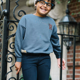 Patch Sweatshirt-Off Blue