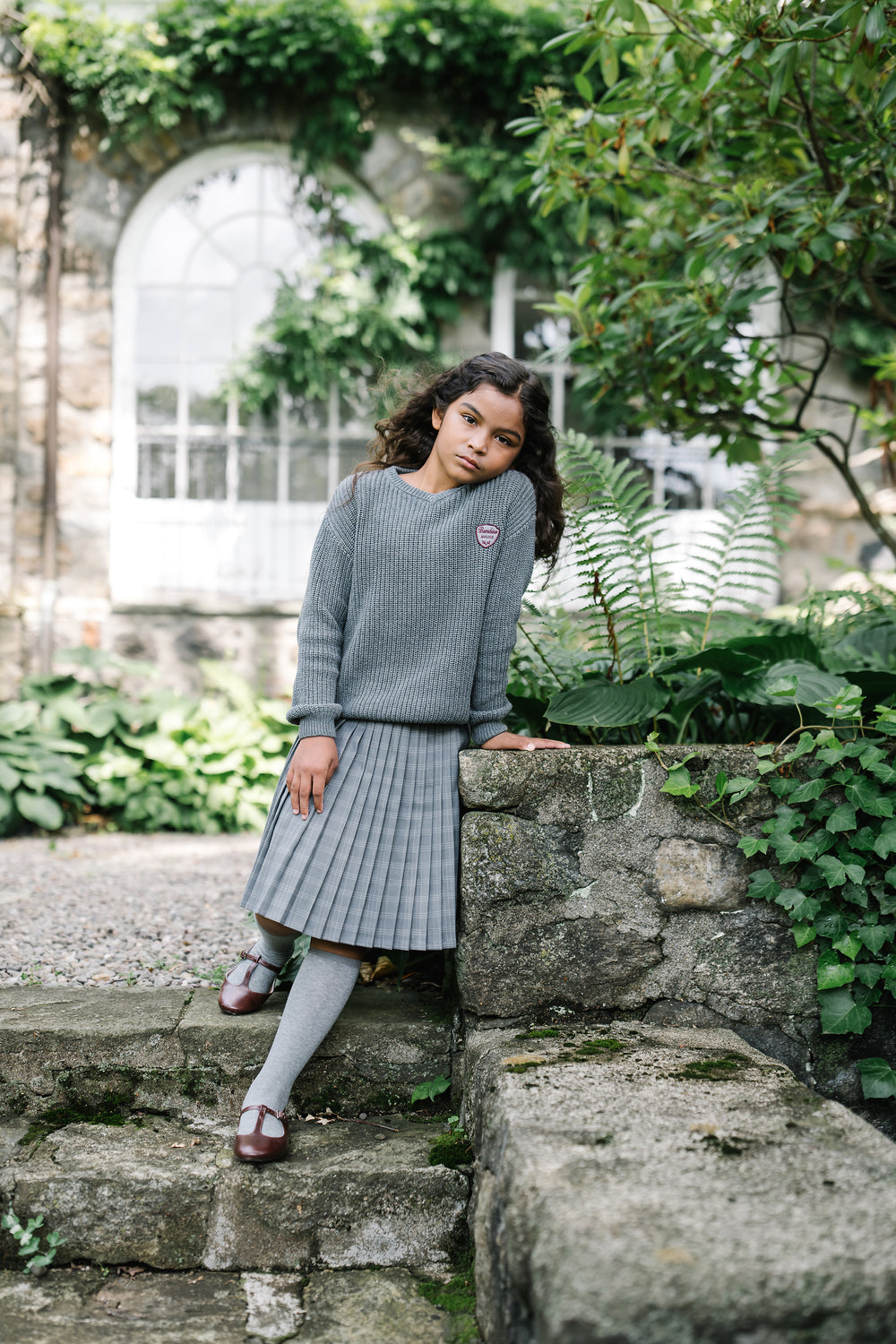 Plaid Skirt-Mid Grey