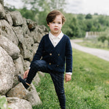 Double Breasted Knit Blazer-Navy