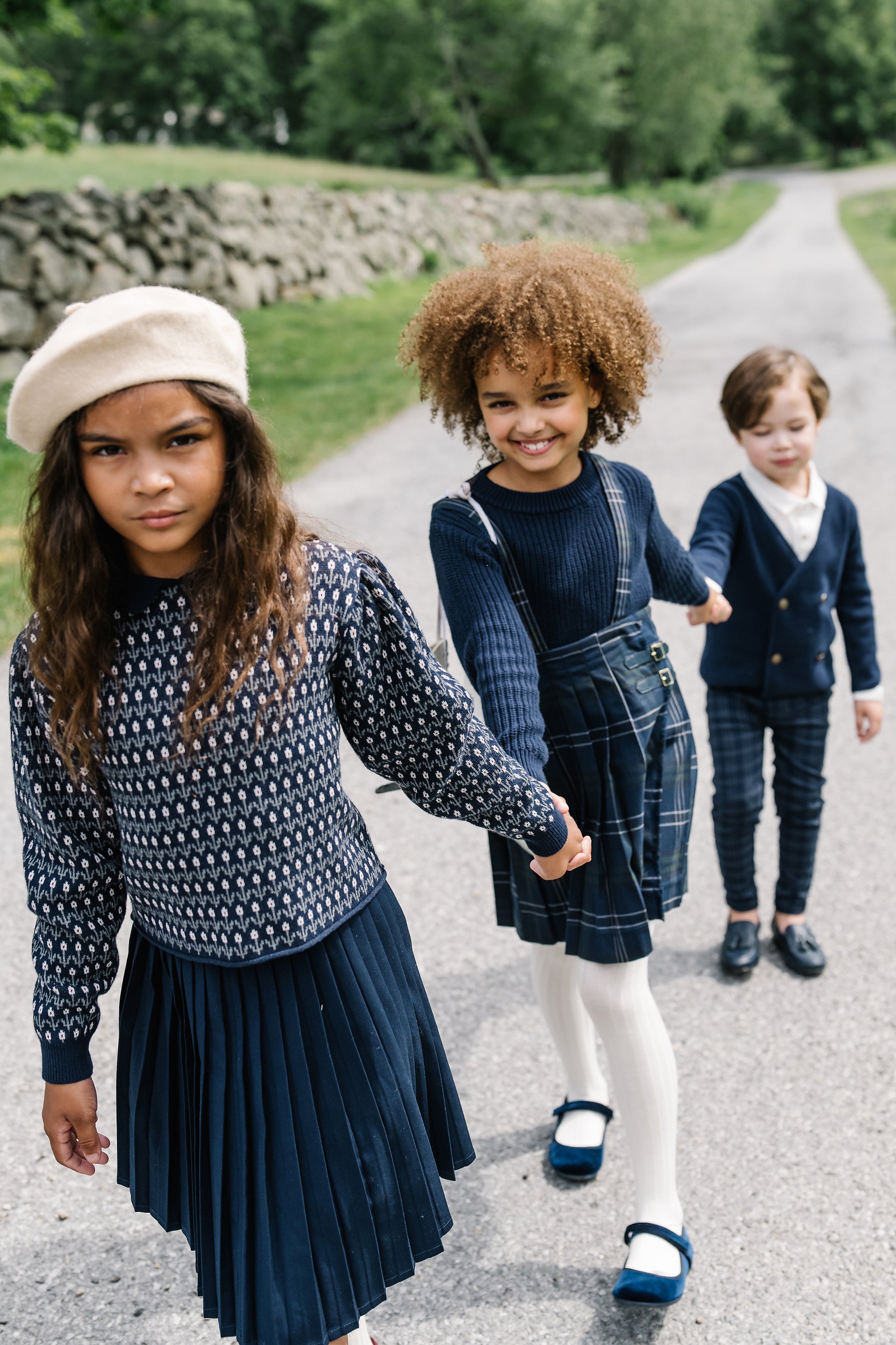 Navy Multiknit Skirt Set