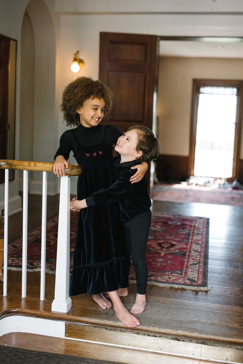 Velour Smocked Maxi-Black
