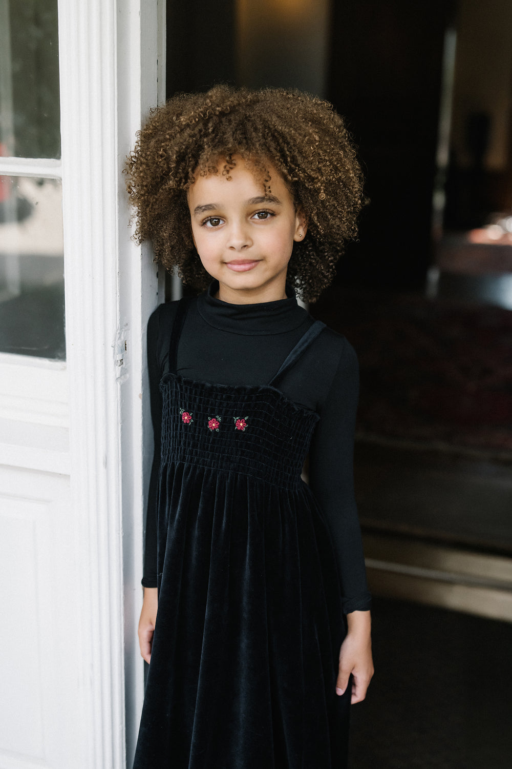 Velour Smocked Maxi-Black