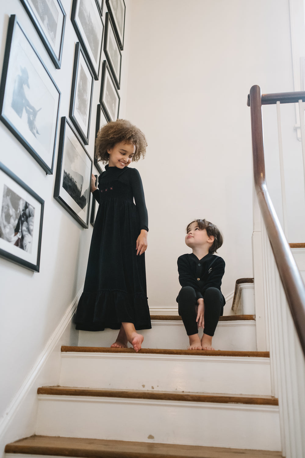 Velour Smocked Maxi-Black