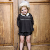 Pleated Girls Set-Misty Oat Heather