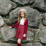 Fine Knit Cardigan-Deep Red