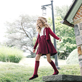 Knife Pleated Suspender Skirt-Deep Red