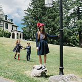 Home Garden Tie Waist Circle Skirt-Navy