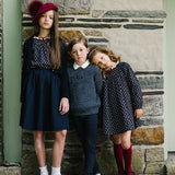 Home Garden Laced Trimmed Dress-Navy Print