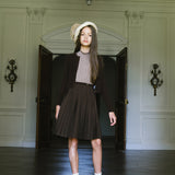 Knife Pleated Skirt-Chocolate Brown